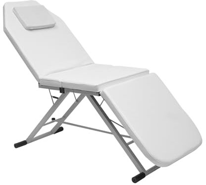 ARBGO Lettino da massaggio pieghevole, pancamassaggiante portatile, tavolo regolabile a 3 zone, alta portata con poggiatesta, per parrucchiere, spa, bianco