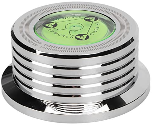 Yctze Abrazadera de Disco Giratorio de Aluminio de Calidad con Nivel de Burbuja, Estabilizador de Peso Récord para una Rotación Precisa del Tocadiscos, Equipo de Grabación de Música