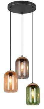 Cluster Pendelleuchte mit bunten Lampenschirmen aus recyceltem Glas, Ø30cm
