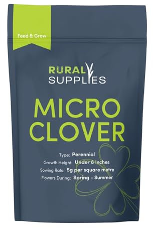 Rural Supplies Micro Clover Seed | Grass Seeds for Fast Growing, Low-Maintenance & Eco-Friendly Lawns | Drought-Resistant, Nitrogen-Fixing, Family & Pet Friendly | for New Lawns & Overseeding (50g)