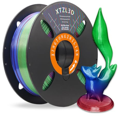 XTZL3D PLA Filament 1.75 mm, PLA 3D Printer Filament Dimensional Accuracy +/- 0.03 mm, 1 kg Spool (2.2 LBS) Super Speedy PLA Filament for 3D Printers (A-Rot-Blau-Grün)