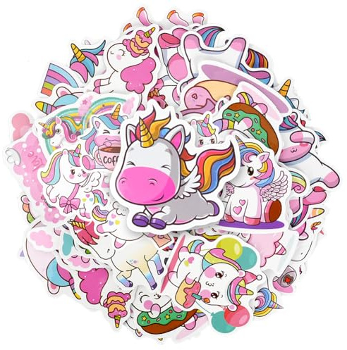 OSDUE Unicorn Stickers for Kids,100Pcs Cute Cartoon Waterproof Stickers, Cute Trendy Aesthetic Sticker for Laptop Car Scrapbook Phone Skateboard Computer Wall Window, Kids Girls Boys Adults Gift