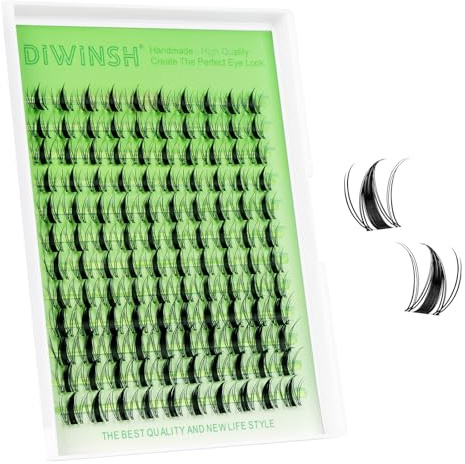 DIWINSH Klusterfransar 120 st Naturliga Lösfransar 10-14 mm Blandad DIY Individuella Fransförlängningar C-Curl Naturliga Falska Fransar Anime Naturliga LöSfransar (PB-10-14 mm)