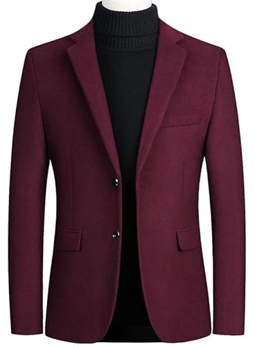 YONGHONGKEJI Blazer Da Uomo In Tweed A Spina Di Pesce Vintage In Lana Sportivo Monopetto Due Bottoni Vestibilità Slim Casual Business Blazer Da Matrimonio Abito Invernale Autunno Bordeaux Xl