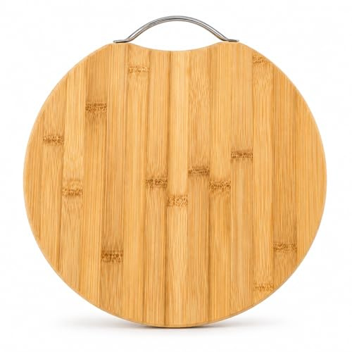 Wooden Chopping Boards - Bamboo Chopping Board Set - 24x34cm / 28x38cm, Round Board 30cm / 34cm - Ideal for Carving Meat, Cutting Vegetables, Cheeses and Bread (Round 30cm)