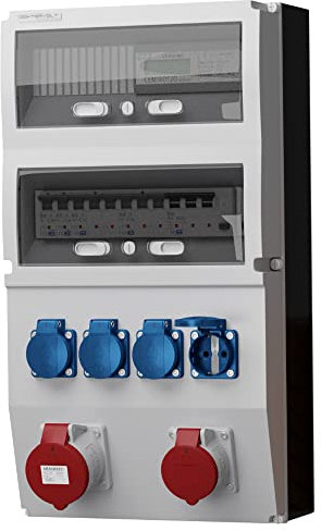 Doktorvolt Stromverteiler Baustromverteiler eXT S FI Mit 4x230V 32A 16A Mennekes Steckdosen Stromzähler MID Wandverteiler Steckdosenverteiler