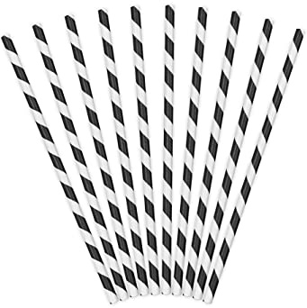 Papierstrohhalme 250er Set 19cm Trinkhalme Einweg Cocktail Strohhalme Getränke Deko Partyzubehör/Papierstrohhalme schwarz 19.5 cm, 20 stück