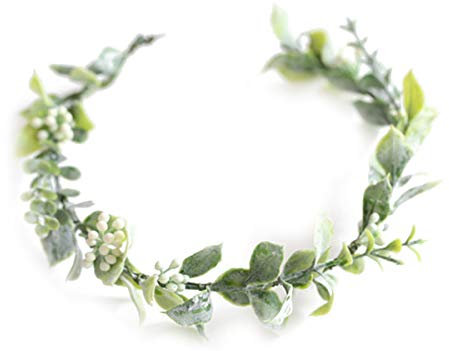 HJYHYN coroncina di fiori Corona coroncina comunione bambina Boho coroncina fiori Corona floreale artificiale Copricapo da sposa Corona verde per il Festival della festa della cerimonia nuziale