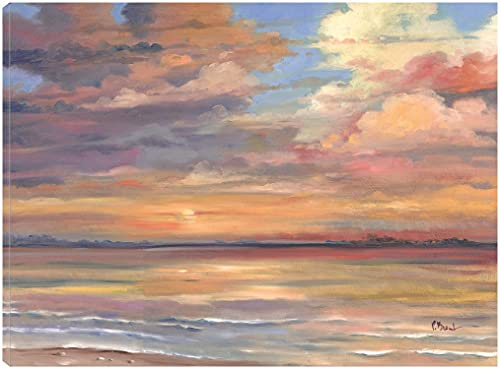 Fine Art Canvas Shell Island Sunset Canvas Wall Decor by Artist Paul Brent for Living Room, Bedroom, Bathroom, Kitchen, Office, Bar, Dining & Guest Room - Ready to Hang - 32 in x 24 in