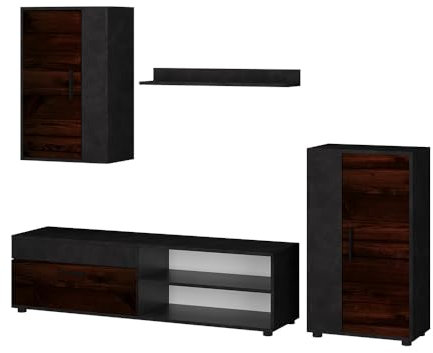Vicco Parete attrezzata soggiorno Berno, Marrone/Antracite, Set di 4