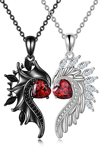 VENACOLY Paare Halskette Sterling Silber Ihn und Ihn Passende Halskette Herz Symbol der Liebe Anhänger Paare Velentines Schmuck Geschenke für Paar Sie Ihn