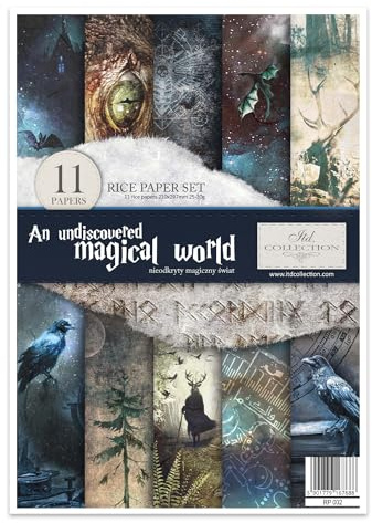 ITD Collection - Rice Paper Creative Set, A4, for Decoupage, Sheets 29.7 x 21 cm, Multi-Coloured (Magical World)