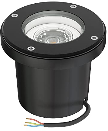 ledscom.de Bodeneinbauleuchte BOFU für außen, IP67, schwenkbar, schwarz, rund, 150mm Ø, inkl. GU10 LED 468lm warmweiß