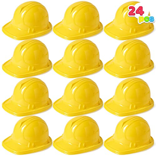 JOYIN 24 Pcs Toy Construction Hard Hats, Soft Plastic Yellow Kids Party Hat, Birthday for Construction Birthday Party, Children’s Engineer,Building Dress Up Hats, Theme Party Favors