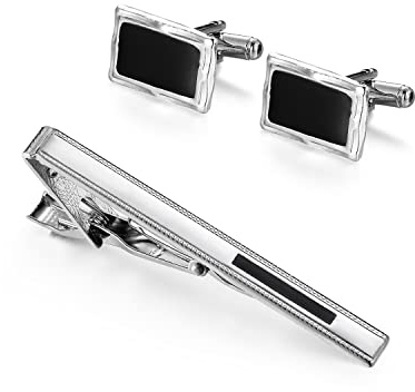 Wynameleri Mehrteiliges Tieclips-Set für Herren, Krawattennadel-Set für normale Krawatten, Krawatte, Hochzeit, Business, Clips mit Box, Vatertag vorgesendet, silberfarbene Krawattenstange und goldene