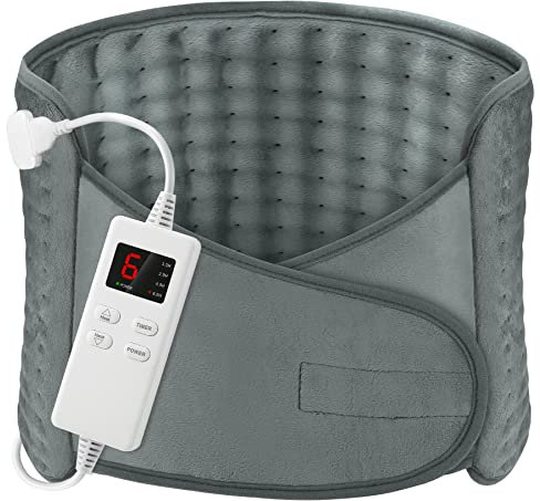 Termoforo Elettrico OneAmg 126x30cm Termoforo Lombare con 6 Livelli di Temperatura e Spegnimento Automatico Riscaldamento Rapido Lavabile Cuscino Termico Elettrico Per Schiena Spalle Addome Grigio