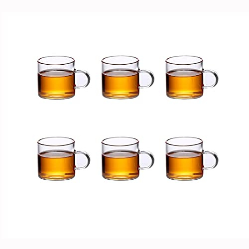 JUJOX Petit Verre Transparent - Boîte de 6 Pièces, 120 ml pour Boissons Chaudes au Thé, Latte, Expresso - Avec Poignée