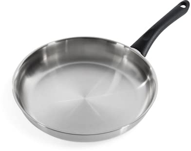 BK Bold Edelstahl-Bratpfanne, 28 cm, Induktion, 18/10 Professionell Unbeschichtet, Tri-Ply, Robust, Satinierte Oberfläche, Kaltgriff, Ofenfest, Spülmaschinengeeignet, Silber