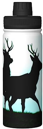 OHWODA Thermo-Trinkflasche mit Hirsch-Motiv, Sport-Isolierbecher, wiederverwendbar und leicht zu tragen