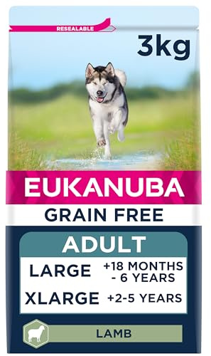 Eukanuba Hundefutter getreidefrei mit Lamm für große Rassen - Trockenfutter für ausgewachsene Hunde, 3 kg