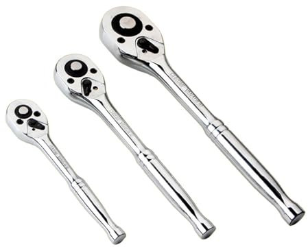 Ysislybin Set Chiavi inglesi a Bussola Cricchetto, Set di 3 mini cricchetto Telescopico Chiavi a Cricchetto Reversibile Estraibile Azionamento con 24 Denti Set di Attrezzi per Auto