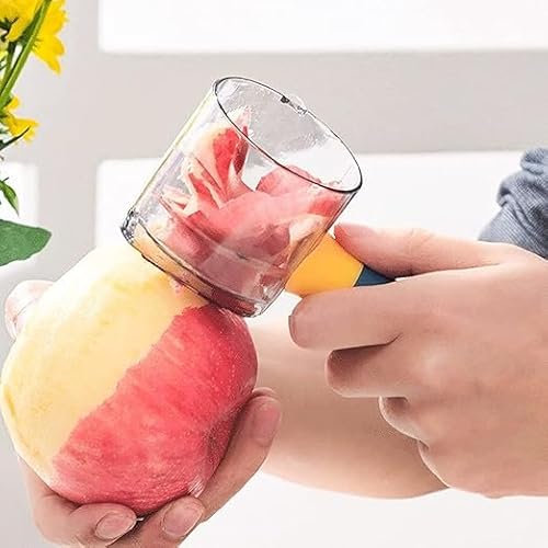 AJE - Pelapatate per frutta con contenitore, multifunzione, a 2 vie, con scatola portaoggetti, doppia lama in acciaio inox, impugnatura morbida, per cucina, verdure, patate, cetrioli, carote, mele