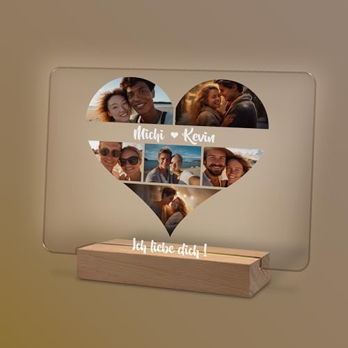 Yuweli® Patner Geschenke personalisierte optinale Nachtlampe mit Foto und Namen als Geschenk für Sie und Ihn zum Geburtstag Valentinstag