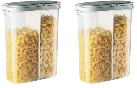 Soulnioi Müsli Vorratsdosen, 2er Set Frischhaltedosen Kunststoff Luftdichte Aufbewahrung 2 in 1 Praktische Küche Vorratsbehälter für Mehl, Tiernahrung, Zucker Aufbewahrung - 2.6L/Grau