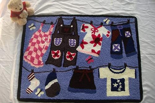 MIDUNU Knüpfhaken-Sets, Kissenbezug, Überwurf-Kissenbezug, Teppichherstellungs-Sets Zum Selbermachen Für Kinder/Erwachsene Mit Bedrucktem Leinwandmuster, Trockene Kleidung (52 X 38 cm)