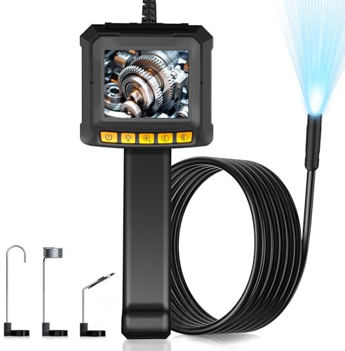 Endoscopio Snake Inspection Camera, Moman EOS1 Telecamera Ispezione Tubi con Schermo IPS da 2,4'' 1080P HD Endoscopica Industriale Sonda Impermeabile IP67 con 8 Luci LED 5M Cavo Semirigido