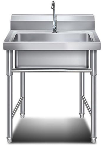 304 Stainless Steel Commercial Sink Unit, Free Standing Kitchen Sink with Faucet and Drain, Outdoor Single Bowl Utility Sink for Laundry Garage Backyard Industrial