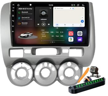 YLOXFW Y400s, Android 14.0 Autoradio 2 DIN Stereo per Jazz City 2002-2007 GPS Navigation 9 Pollici Cartablet Lettore Dvd Multimediale FM BT Receiver con Carplay 4G 5G WiFi DSP SWC