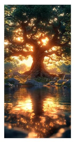 TODOAA Abstrakt Wohnzimmer Wanddeko, Natur Baum Poster Baum Des Lebens Bild,Poster & Kunstdrucke Leinwand Gemälde Moderne Wand Für Die Bilder - 40x80cm Ungerahmt(grün)