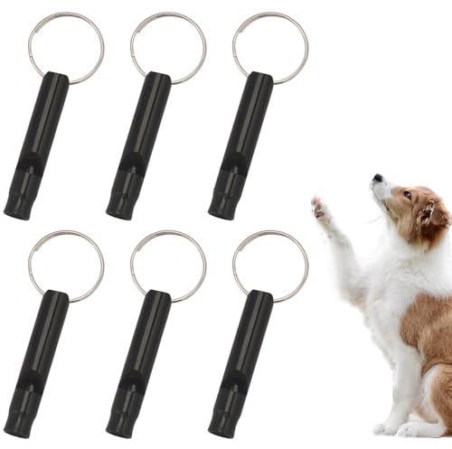 ShaLovelyna 6 PCS Dog Whistle Professional Dog Training Whistles Alloy Dog Whistles for Recall with Keyring for Pets Behavior Control