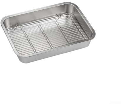 Bebykilemi Plaque de cuisson en acier inoxydable avec grille de refroidissement - Plat à rôtir multifonction pour biscuits, pain, viande, ustensiles de cuisine (23 x 17 x 5 cm)