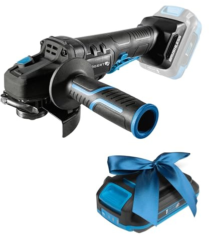 HÖGERT TECHNIK sladdlös vinkelslip 125 mm, 18 V borstlös motor, 8 000 varv/min, verktygsfria skyddsanordningar, säkerhetspumpdelbrytare, metallväxellåda PROMO 2,0 Ah