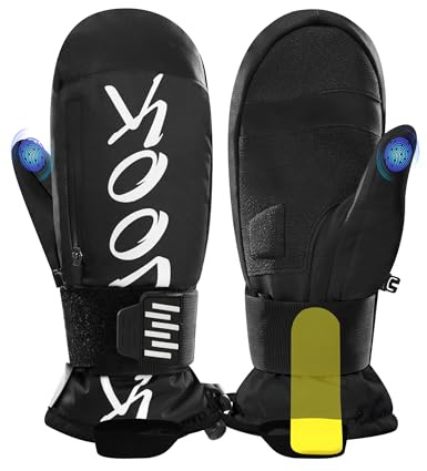 KUTOOK Guanti da Sci e Snowboard Guanti Invernali Uomo e Donna Guanti Termico Touchscreen Impermeabili Antivento con Tasche