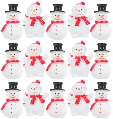 IMIKEYA 20 Stück Miniatur Schneemann Figuren Weihnachten aus Harz Mini Weihnachtsfiguren zum Basteln Schneemann Figur Ornamente für Tisch Festliche Heimdekoration