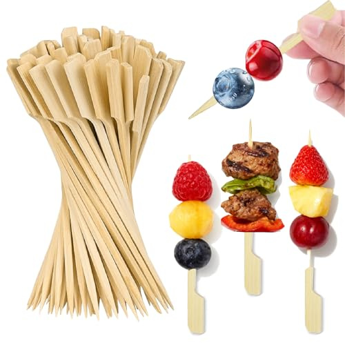 200 st fingermatskewers, 9 cm spett, fingermat, bambuskewers | Cocktailpinnar, träskewers, träspett, cocktailspett, grillpinnar, spett för snacks fingermat, aptitretare