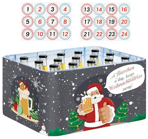 Hysagtek Calendario dell'Avvento Birra 2025 - Calendario dell'Avvento Birra per Uomini in Feltro per Casse di Birra con 24 Adesivi, Per Aumentare l'Aspettativa di Natale