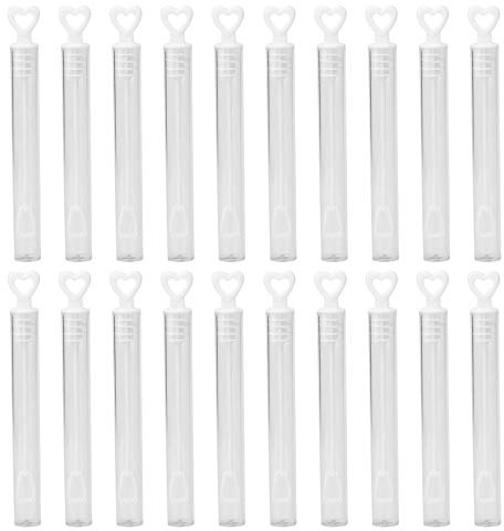 Fauitay 20pcs Bubble Wands Bubble Soap Bottles Bubble Toys for Kids Party Wedding Decorations with 2 Colors Heart White Star Blue (Love White)