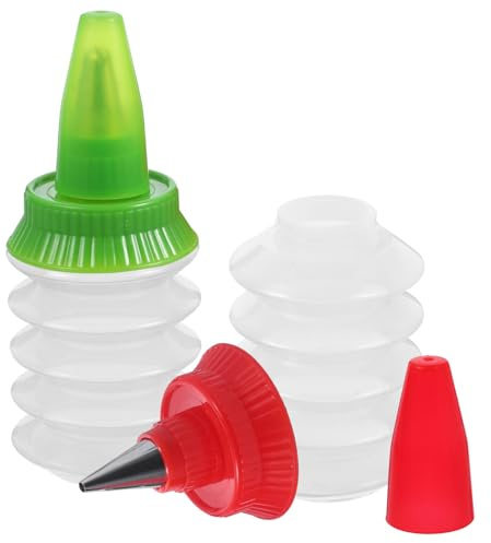 NIYANGLE Botellas de Glaseado para Decorar Galletas 2 Piezas Tamaño Mediano PP Reutilizable Herramienta para Repostería Pasteleros Uso Casero y Profesional Color Aleatorio