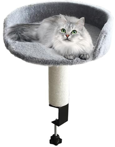 Kattsäng för skrivbord – 35 cm skrivbordsklämma kattbädd | bekväm mjuk plysch kattunge hängmatta för kattungar lägenhet vardagsrum sovrum inomhus husdjur djur djur