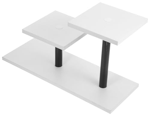 VICASKY Support à Plantes 3 Niveaux en Métal Noir et MDF Blanc pour Intérieur, Étagère Escalier de Table Bureau, Rangement et Présentation Pots de Fleurs, Support pour Plantes Succulentes