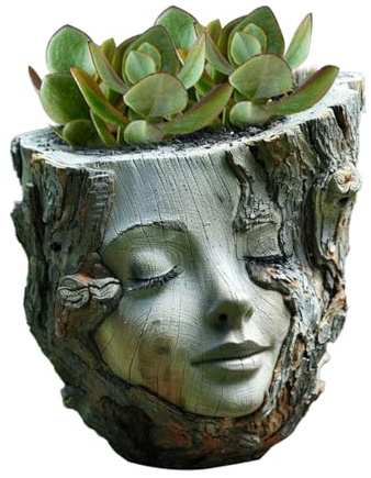 Head Planter Kopf Vase, Harz Blumenvase Blumenvase mit Gesicht, dekorativer Behälter für Zuhause | Couchtisch Dekoration für Innen und Außen Geburtstag Einweihungsgeschenk