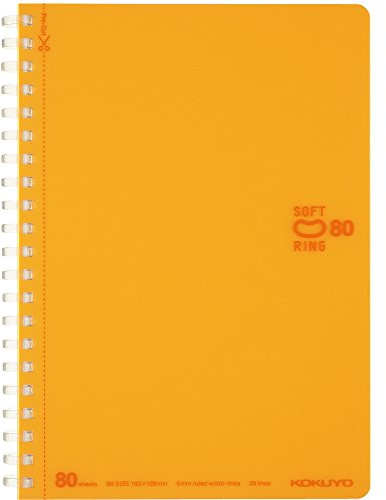 KOKUYO Spiral Lined Notebook, 7.2'' x 5'' Pastel Journal B6 Soft Ring Notebooks with Dot 6 mm Ruled, 80 Sheets, Orange 1 Subject Notebook, Note Taking for School. Japan Import (SU-SV348BT-YR)
