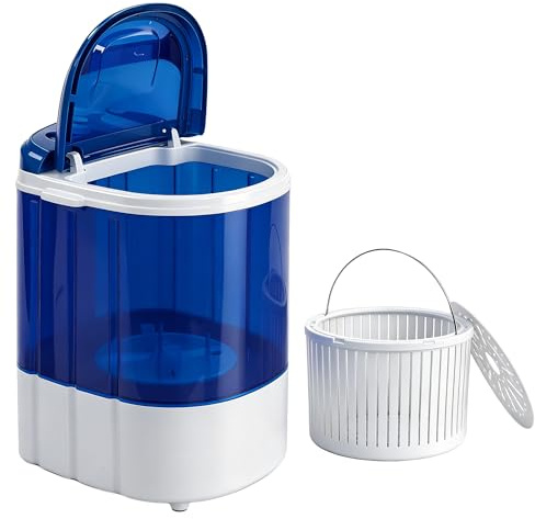 SUPER DEAL Portable Washing Machine, Single Tub Small Laundry Washer 5.7 lbs Washing Capacity for Apartments, Dorms,Traveling, RV, Semi-automatic Laundry 110V, Blue