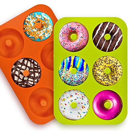 Momolaa Moule à donut en silicone, 6 trous,Moule silicone Beignets Cake factory Pour Les gâteaux,Biscuits,Bagels,Muffins,accessoire cookeo (2 pièces)