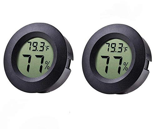 Meichoon Juego de 2 Mini Termómetros para Frigorífico y Congelador,Higrómetro Electrónico,Termómetro Integrado Para Interiores y Hogares,Detector de Temperatura y Humedad,UD01 Negro