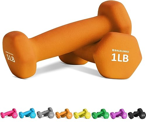 Balelinko Home Gym Equipment Workouts Strength Training Weight Loss Pilates Weights Yoga Sets Weights for Women, Men, Seniors and Youth, 1LB Orange, Pair